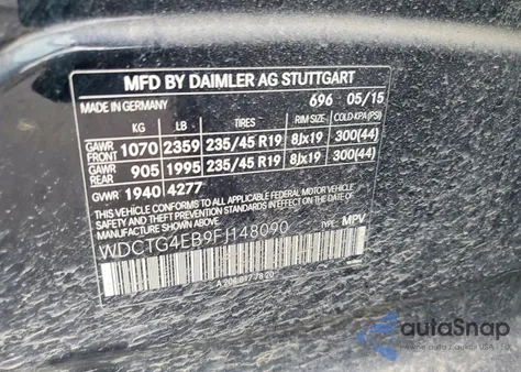 2015 Mercedes-Benz Gla 250 z USA, uszkodzony, nr VIN WDCTG4EB9FJ148090